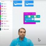 Screenshot from the Getting Started with the Climate Action Kit course showing the Makecode coding window